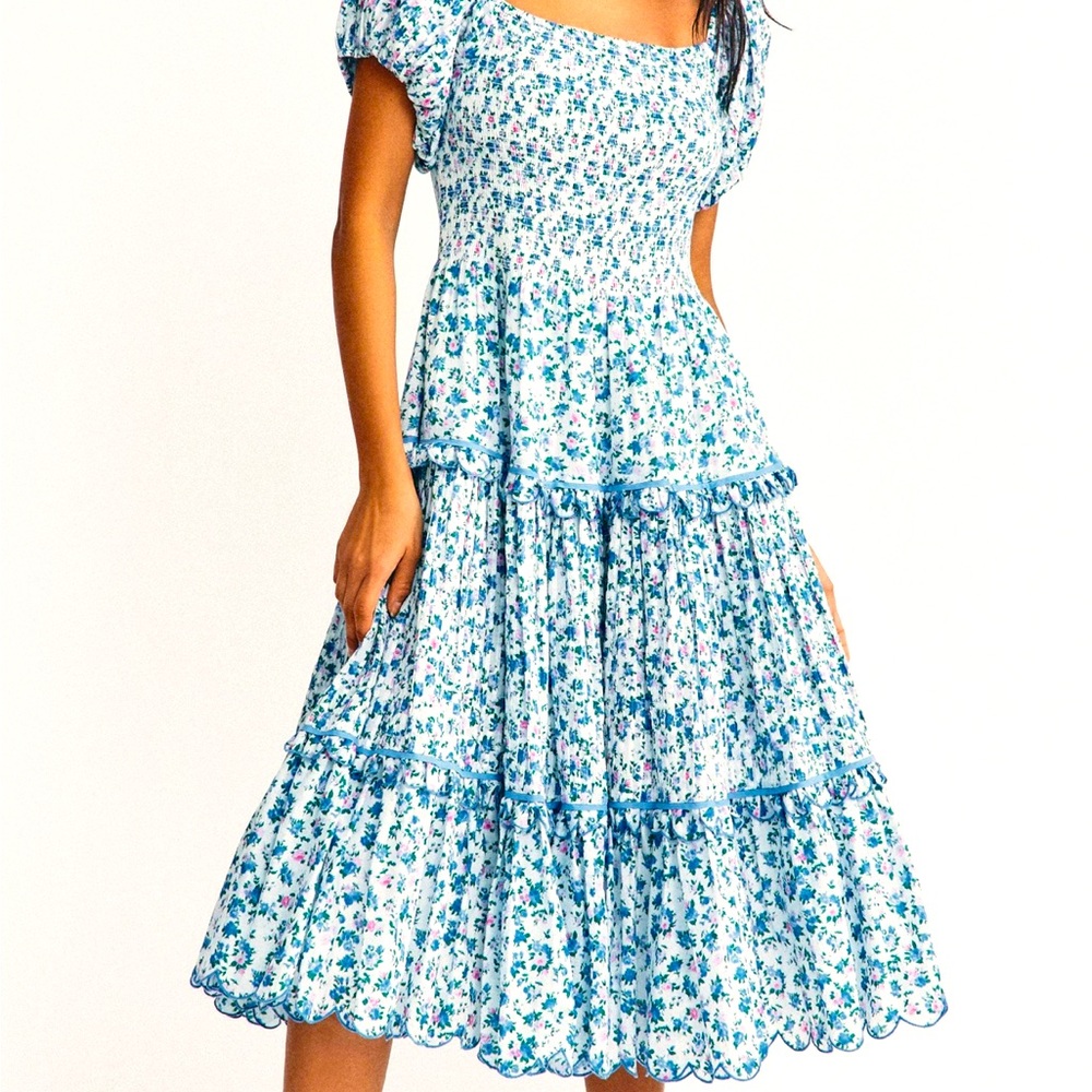LoveShackFancy Bluejay song dress size medium with pink and blue flowers